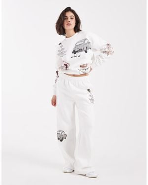 Six Stories Printed Winter Bridal Joggers Co-ord - White