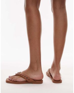 Bronx Cassan-dra Beaded Thong Sandals - Brown