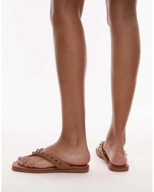 Bronx Cassan-dra Beaded Thong Sandals - Brown