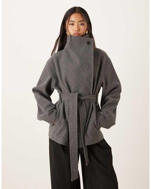 Gina Tricot High Neck Short Jacket - Grey