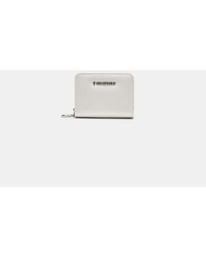 Stradivarius Zipped Leather Effect Purse - White