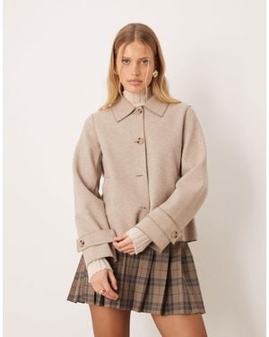 Vila Button Front Short Lightweight Jacket - Natural