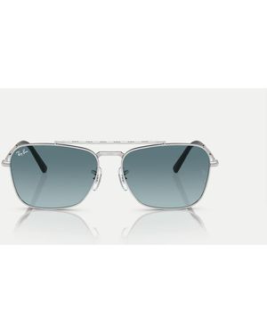 Ray-Ban Gafas De Sol Plateadas Cuadradas Con Lentes Azules New Caravan De