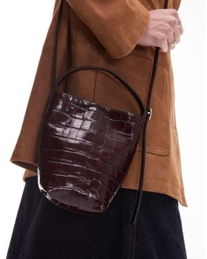 ARKET Bolso Bombonera Con Correa Estilo Bandolera Extraíble De Cuero De - Marrón