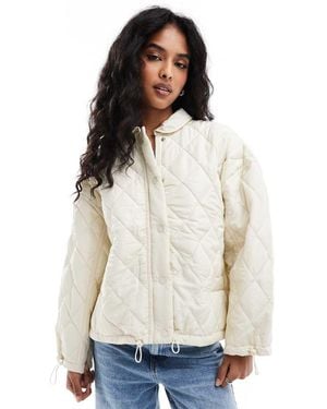 Don't Think Twice Dtt Diamond Quilt Bomber Jacket - White