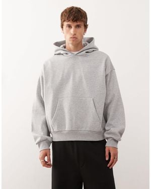 Weekday Sweat à capuche coupe carrée oversize en jersey épais - chiné - Gris