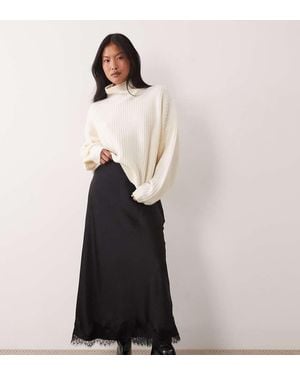 Vero Moda Satijnen Maxirok Met Kantdetail - Wit