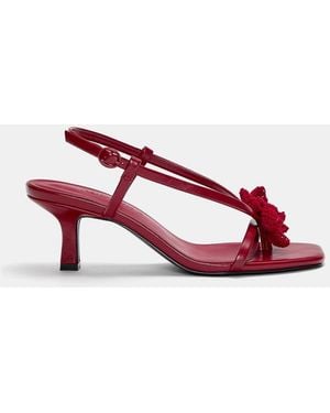 Pull&Bear Sandalen Met Hak En Gehaakte Bloem - Rood