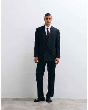 ASOS Relaxed Double Breasted Suit Jacket - Blue