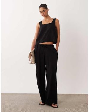 Nobody's Child Tadlow Linen Blend Trousers - Black