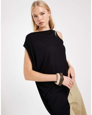 ASOS Drapey Asymmetric Longline Sleeveless Top - Black