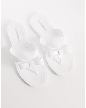 Glamorous Jelly Teenslippers Met Strik - Wit