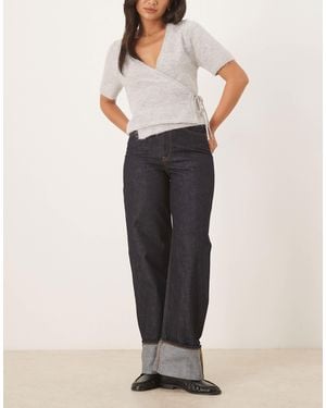 JJXX Tokyo Wide Leg Jeans With Fold Up Detail - Natural