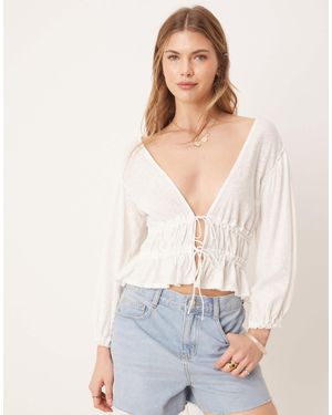 Free People – jersey-bluse - Weiß