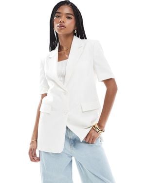 Stradivarius Short Sleeve Blazer - White