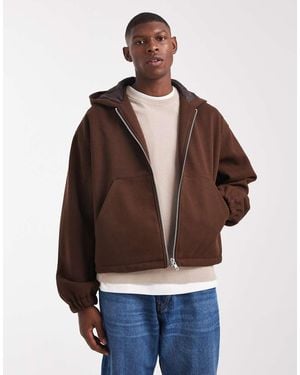 ASOS Wool Look Oversized Hooded Jacket - Brown