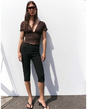 Pull&Bear Top col v froncé - Blanc