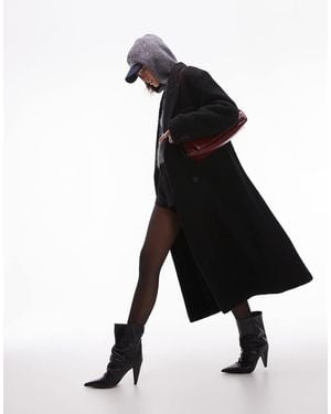 TOPSHOP Premium Wool Blend Brushed Formal Coat - Black