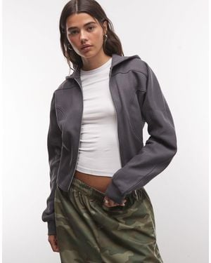 ASOS Cinched Paneled Zip Up Hoodie - Gray