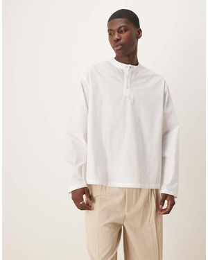 ASOS Oversized Boxy Henley Neck Shirt - Natural