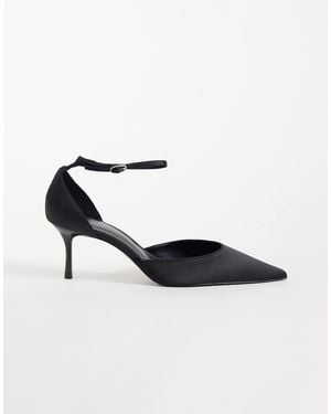 Mango Pointed Heeled Shoe With Ankle Tie - White