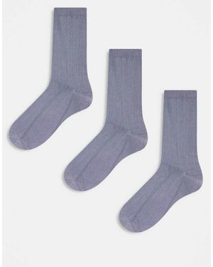 ASOS Pack De 3 Pares De Calcetines Grises De Canalé De - Azul