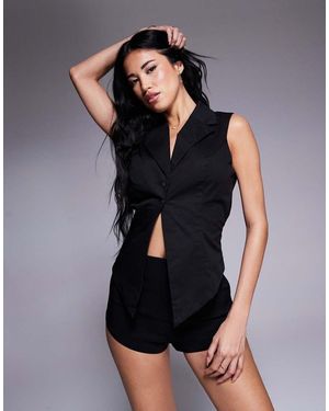 Princess Polly Tailored Open Tie Back Waistcoat - Black