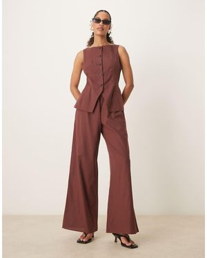 ASOS Button Down Vest Jumpsuit - Red