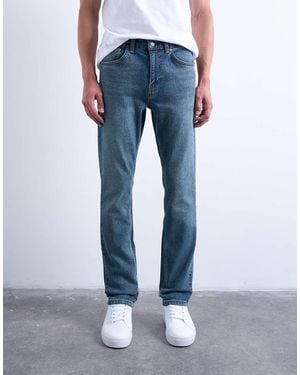 TOPMAN Vaqueros Elásticos De Corte Slim Con Lavado Medio De -Azul