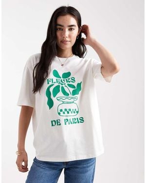 Threadbare Cotton Short Sleeve Fleurs Graphic T-shirt - White