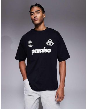 ASOS Oversized T-Shirt Met Paraiso-Print Op De Voorkant - Blauw