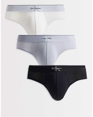 Calvin Klein Monogram Cotton 3 Pack Hip Briefs - White