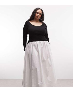 ASOS Asos Design Curve Scoop Neck Long Sleeve Hybrid Maxi Dress - Multicolour