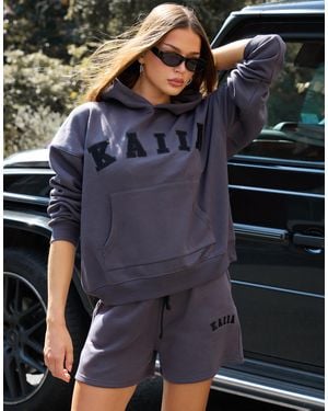 Kaiia Cotton Blend Embroidered Logo Sweat Shorts Co-ord - Blue