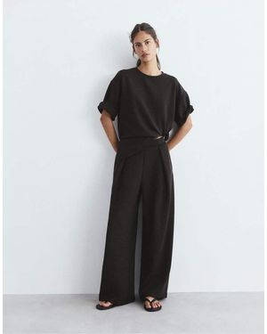 Pull&Bear Pantaloni A Fondo Ampio Grigi Con Pinces - Nero