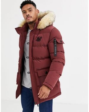 SIKSILK Parka acolchada con capucha - Rojo