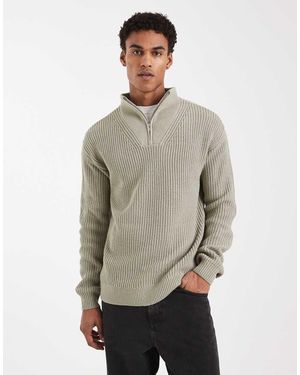 New Look Funnel Neck 1/4 Zip Jumper - Grey