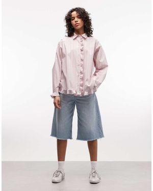 Collusion Oversized Frill Shirt - Pink