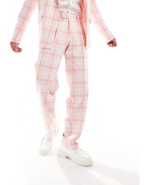 Viggo Eriksen Checked Oversized Suit Trousers - Pink