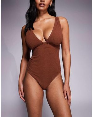 Ivory Rose Fuller Bust Non-Wired Plunge Swimsuit - Brown