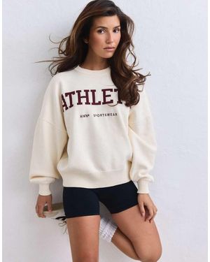 Aim'n Crèmekleurige Athletic Knit Sweatshirt - Wit