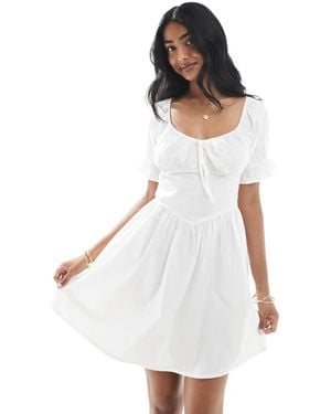 Wednesday's Girl Puff Sleeve Mini Dress - White