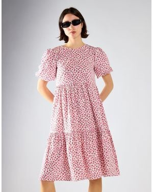 Glamorous Round Neck Midi Dress - Pink