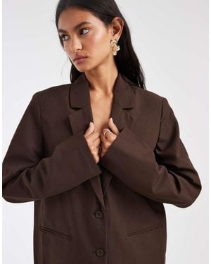 Pieces Blazer Sartoriale Oversize Cioccolato - Marrone