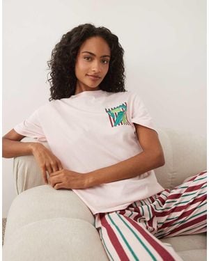 ASOS Oversized Tee And Wide Leg Trousers Pyjama Set - Pink