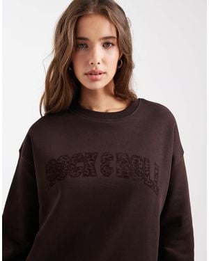 Mango Teen Graphic Sweatshirt - Brown