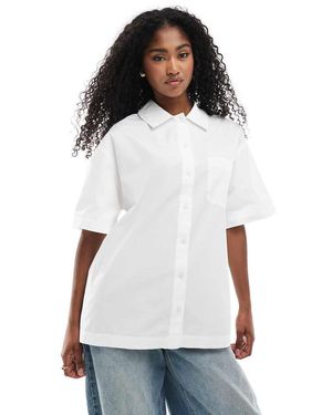Monki Camisa Blanca Extragrande De Manga Corta De - Blanco