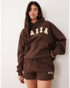Kaiia Studio Embroidered Logo Shorts - Brown