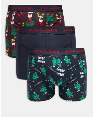 Jack & Jones 3 Pack Christmas Trunks - Blue