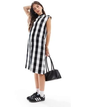 Fred Perry Monochrome Check Shirt Dress - White